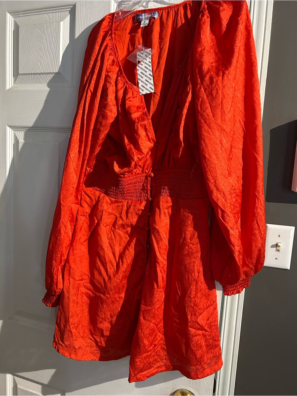 Urban Outfitters Bright Red Trench Dress with Smocked Waist